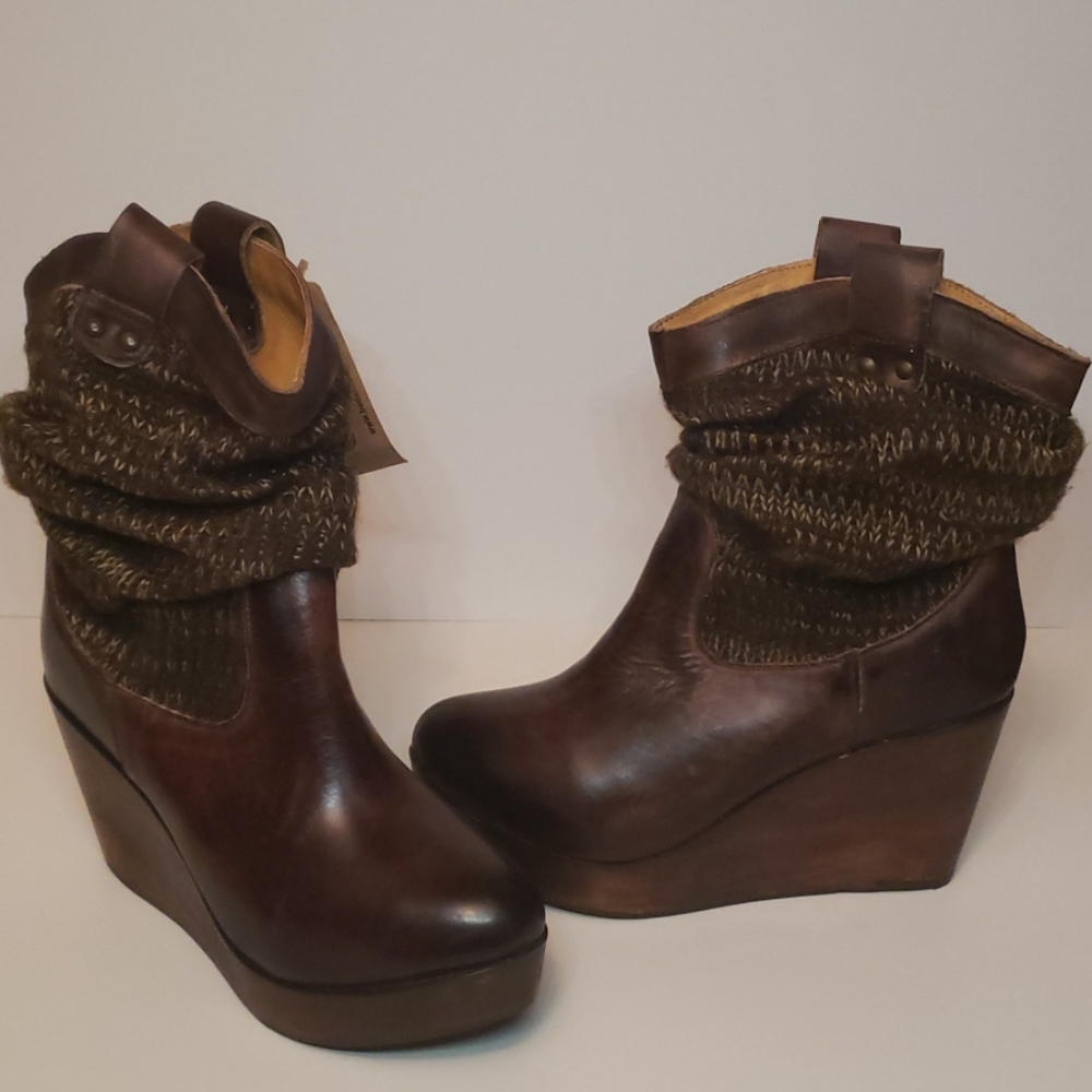 BEDSTU Cobbler Series wedge bootie